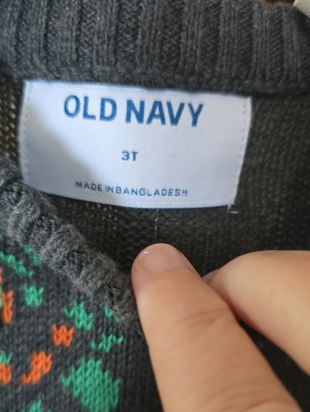 Old Navy Kids' Gray Dino Crewneck Sweater with Teal & Orange Accent
